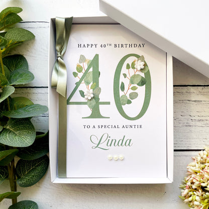 Personalised Eucalyptus 40th Birthday Card