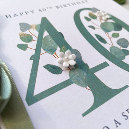 Personalised Eucalyptus 40th Birthday Card