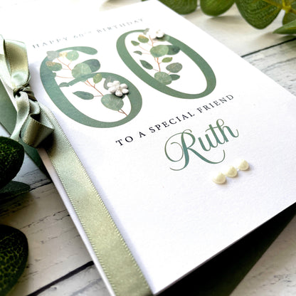 Personalised Eucalyptus 60th Birthday Card