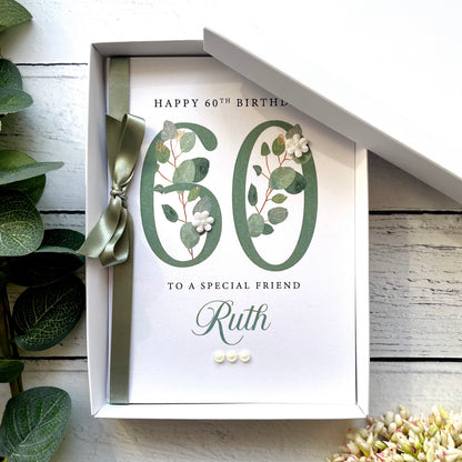 Personalised Eucalyptus 60th Birthday Card