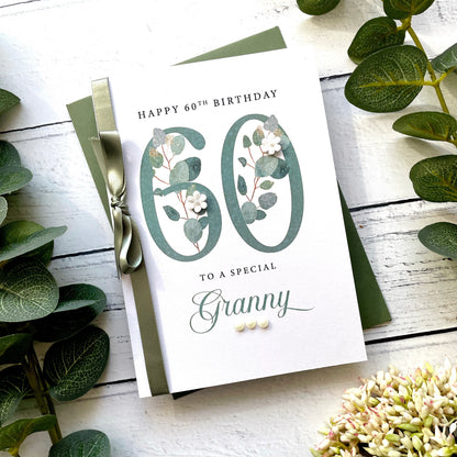 Personalised Eucalyptus 60th Birthday Card