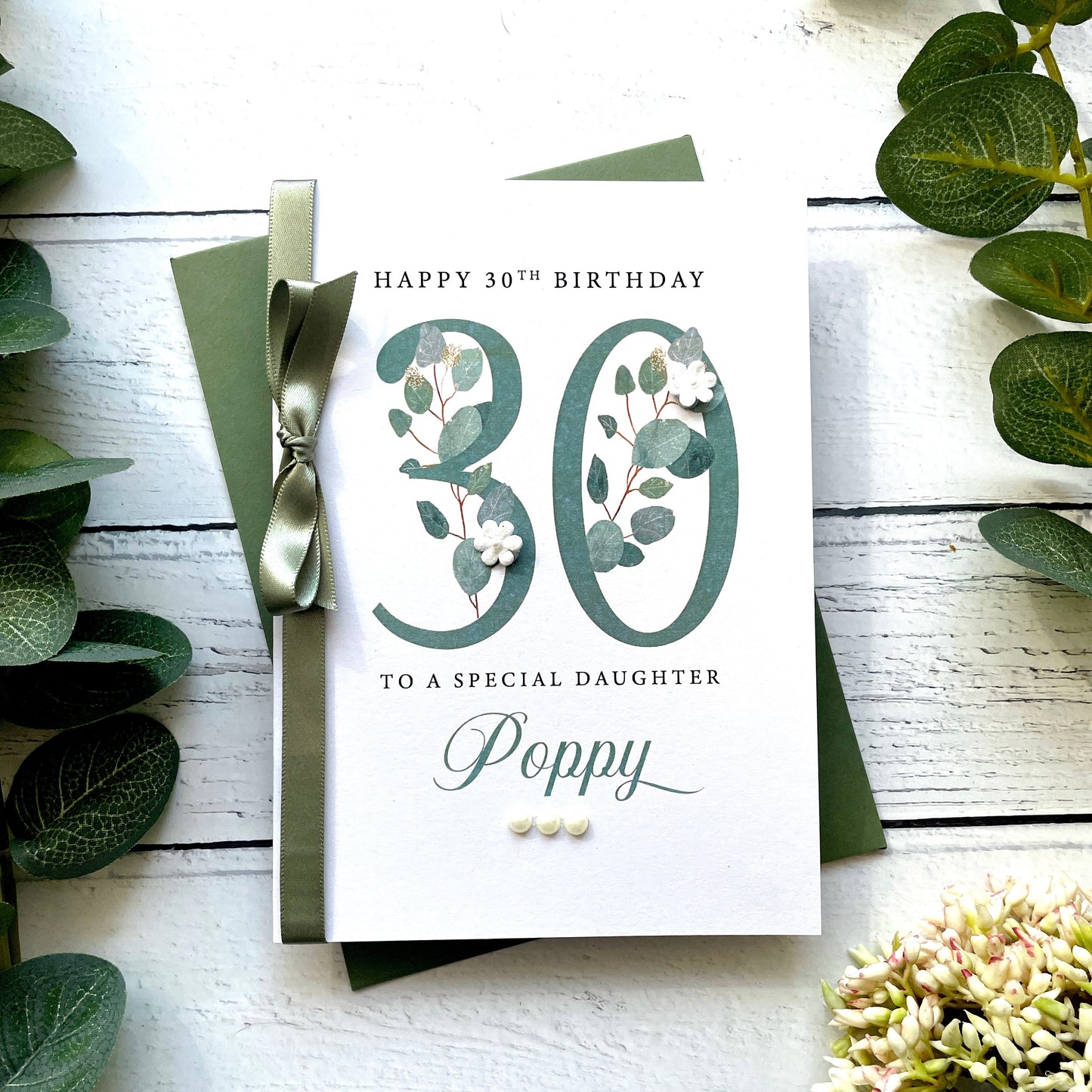 Personalised Eucalyptus 30th Birthday Card