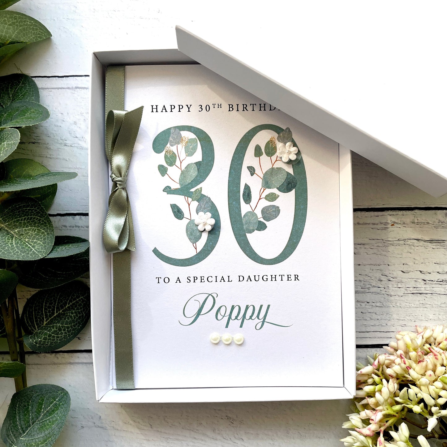 Personalised Eucalyptus 30th Birthday Card