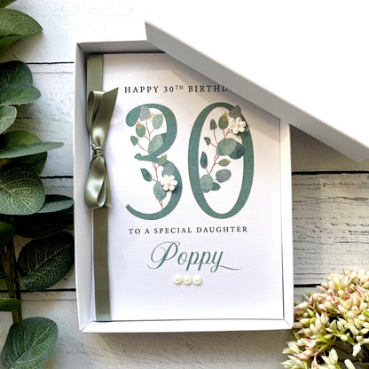 Personalised Eucalyptus 30th Birthday Card