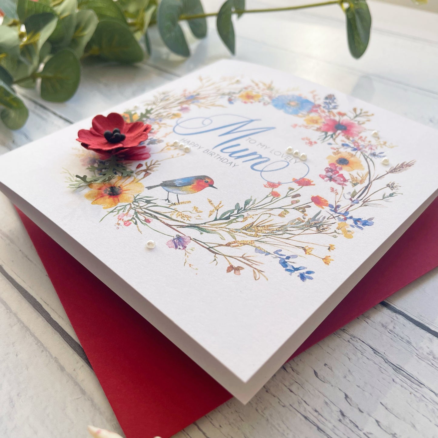 Personalised Floral Birthday Card for Mum - Poppy Design