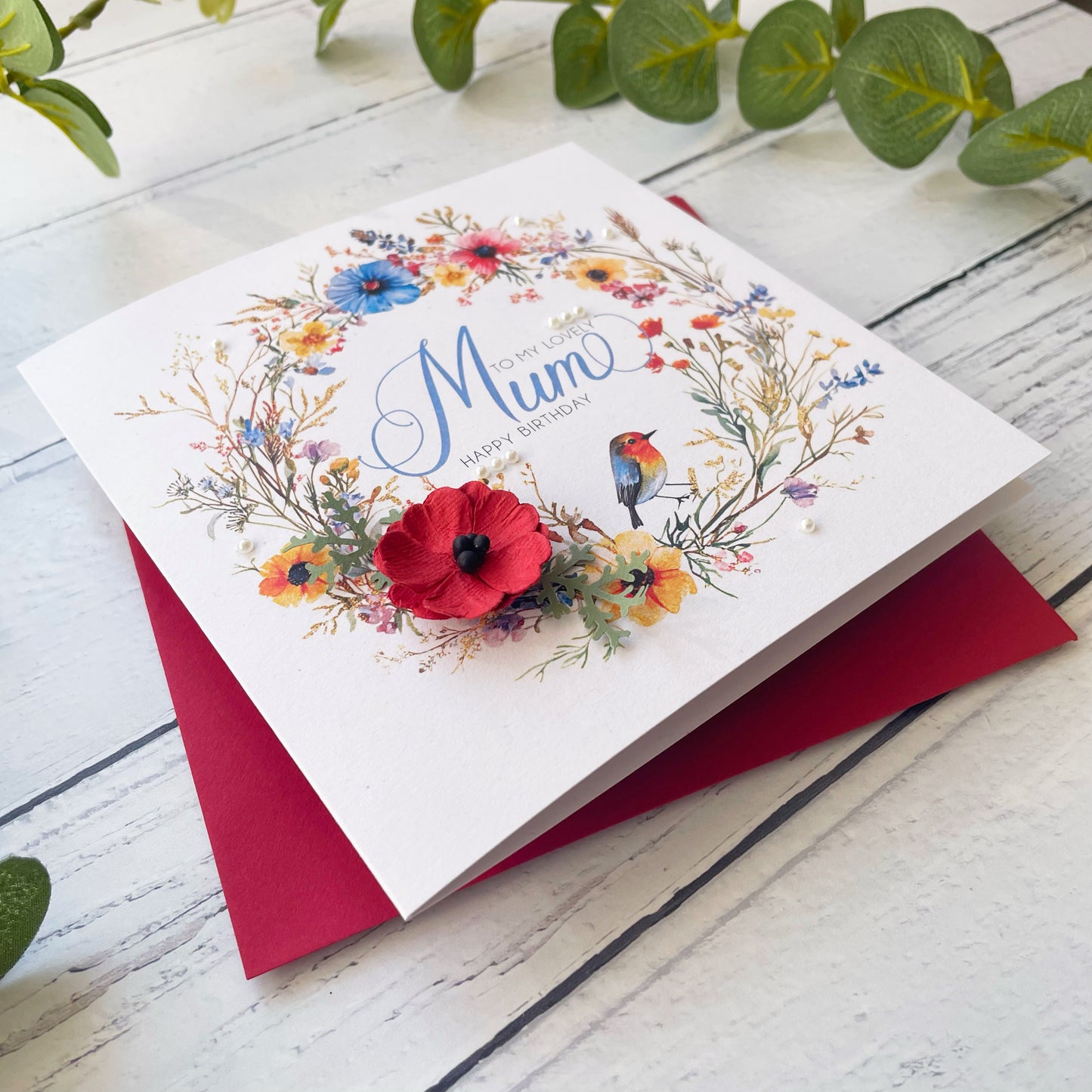 Personalised Floral Birthday Card for Mum - Poppy Design