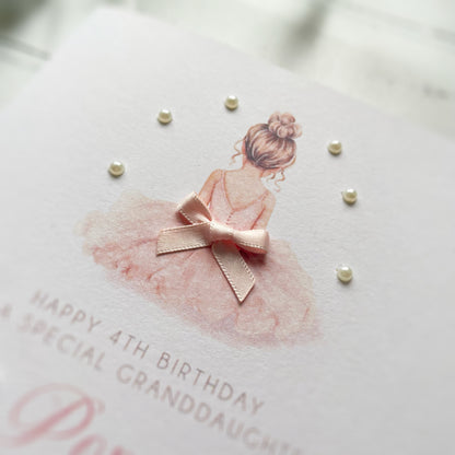 Personalised Little Ballerina Birthday Card
