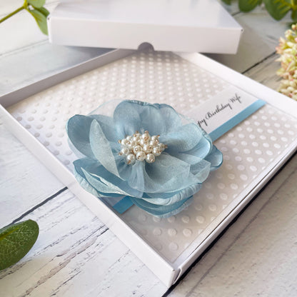 Personalised Baby Blue Flower & Polka Dot Birthday Card