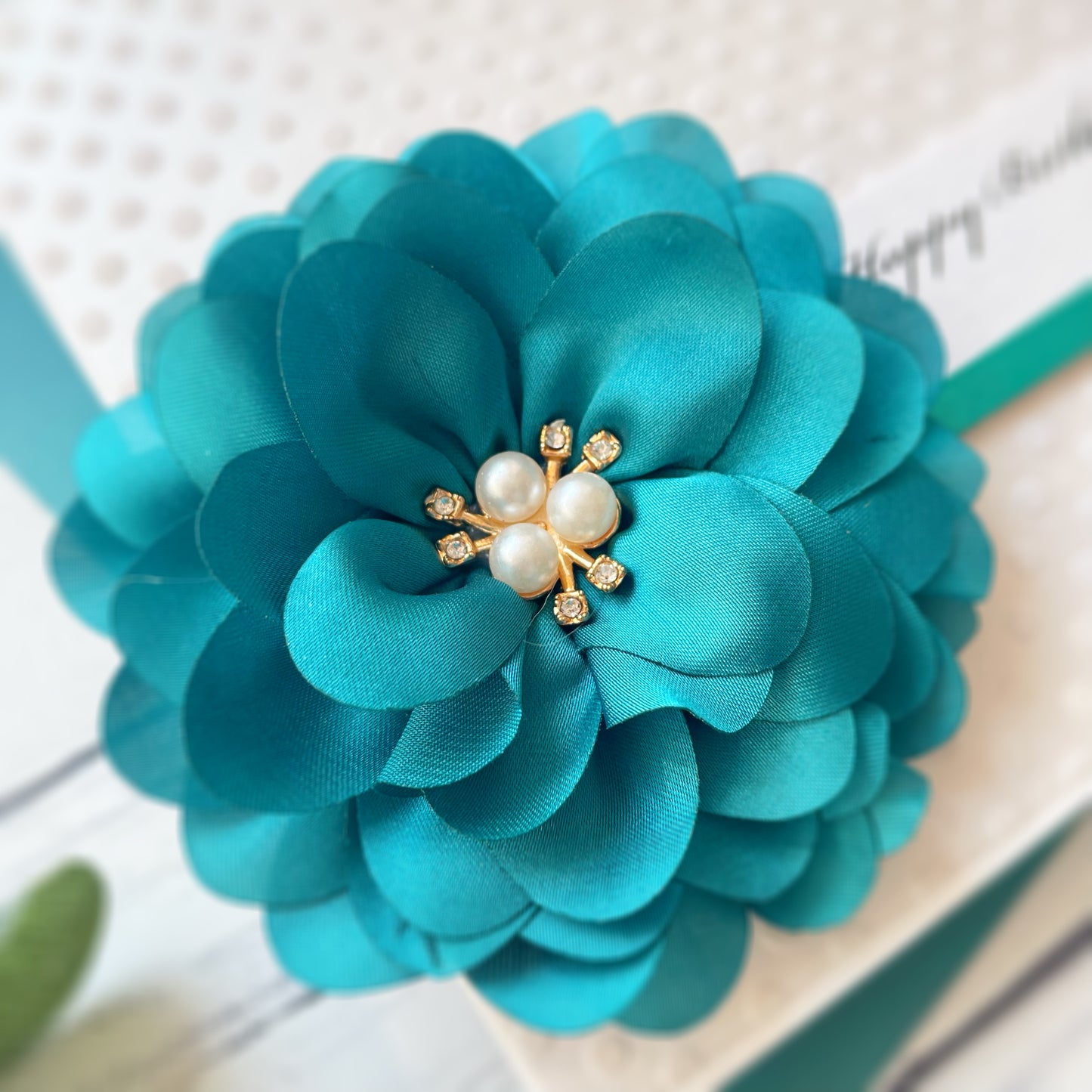 Personalised Retirement Card - Polka Dot and Teal Flower Design
