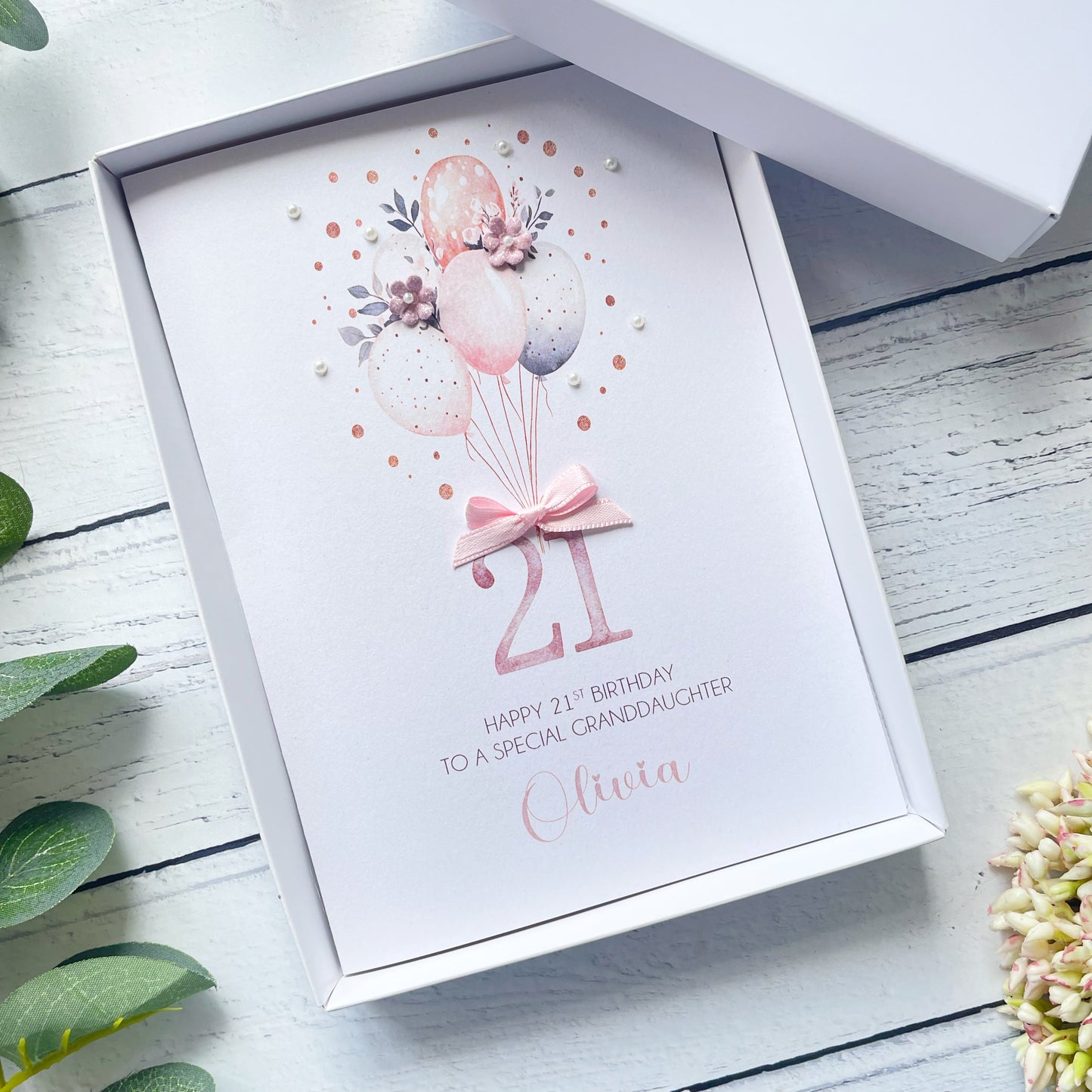 Personalised Boho Balloon 21st Birthday Card
