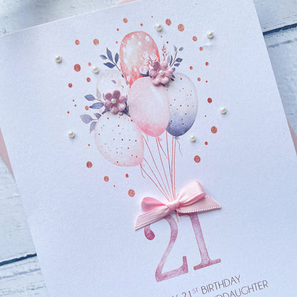 Personalised Boho Balloon 21st Birthday Card
