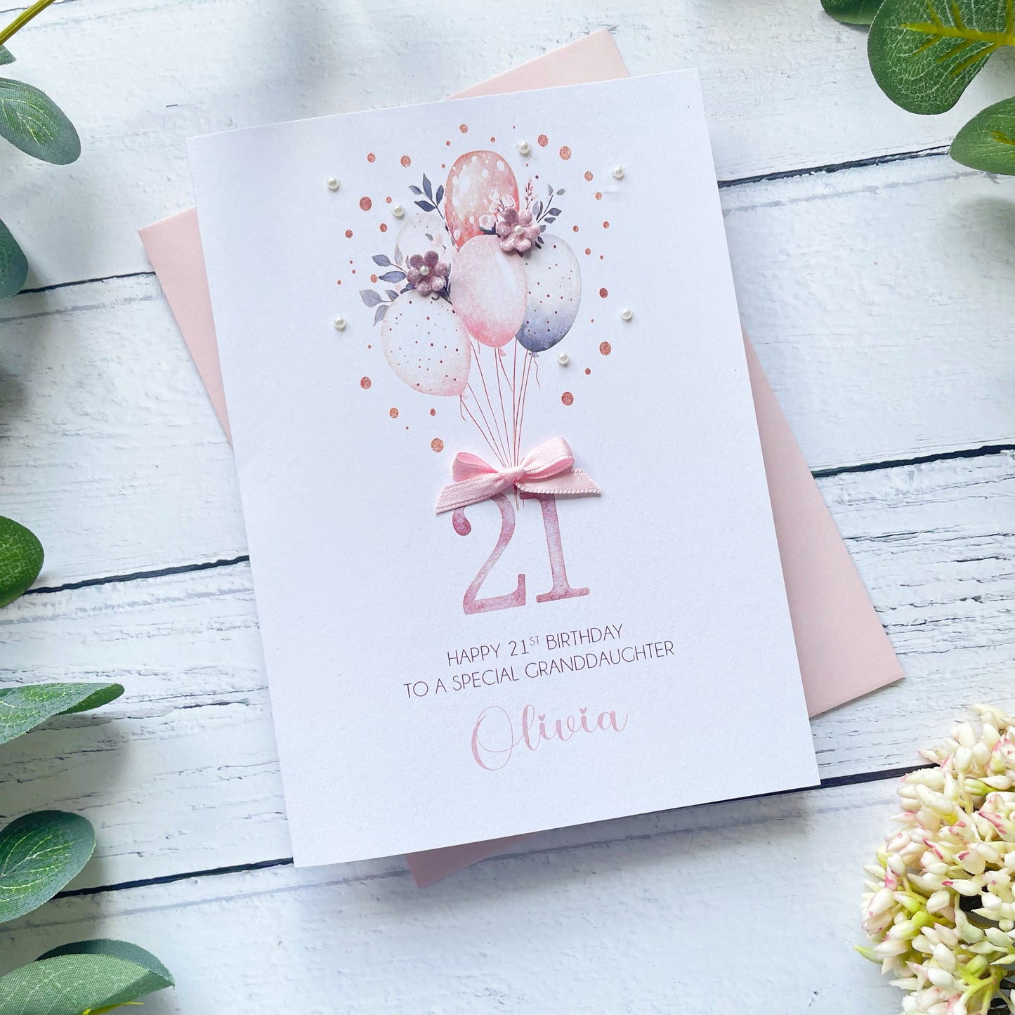 Personalised Boho Balloon 21st Birthday Card