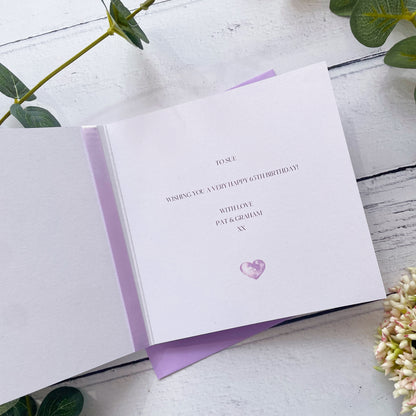 Personalised Floral Number 80th Birthday Card - Lilac & Yellow