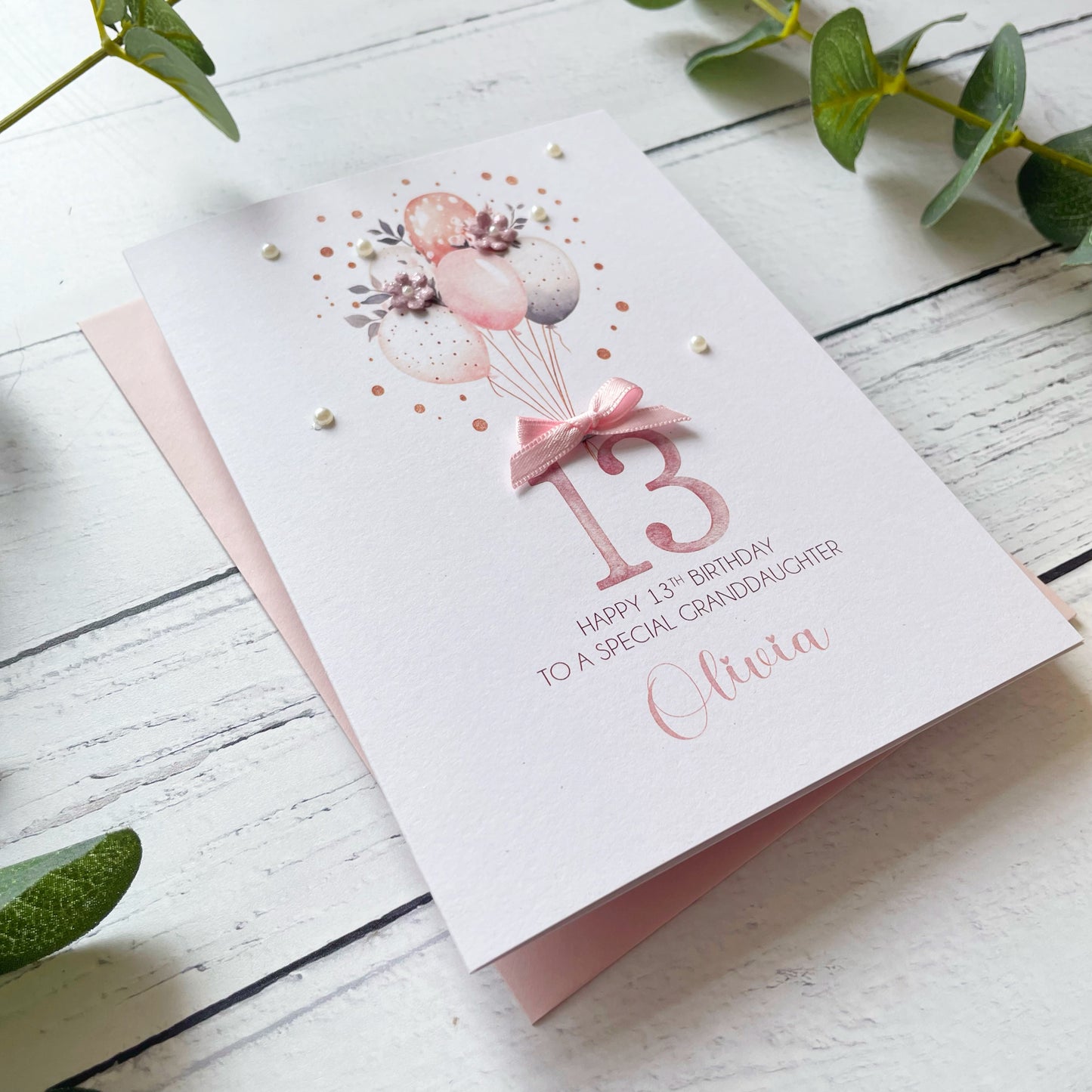Personalised Boho Balloon 13th Birthday Card