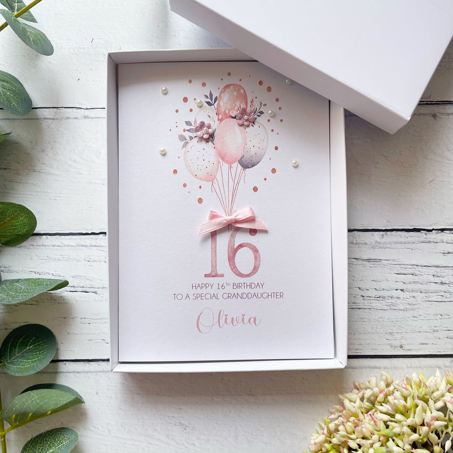 Personalised Boho Balloon 16th Birthday Card