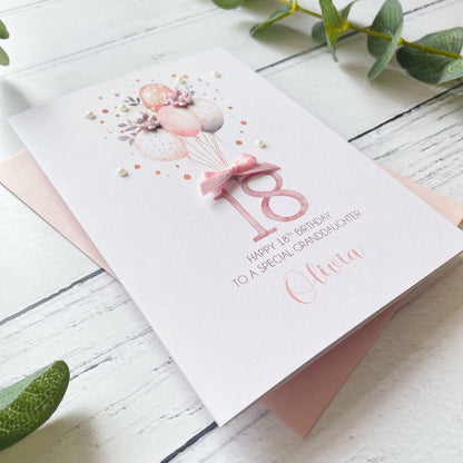 Personalised Boho Balloon 18th Birthday Card