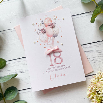 Personalised Boho Balloon 18th Birthday Card