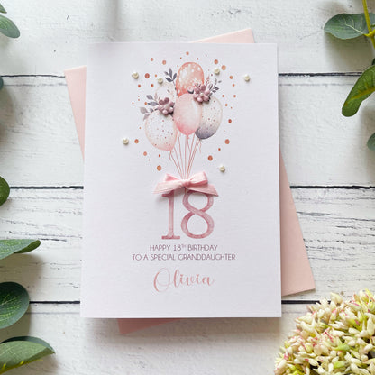 Personalised Boho Balloon 18th Birthday Card
