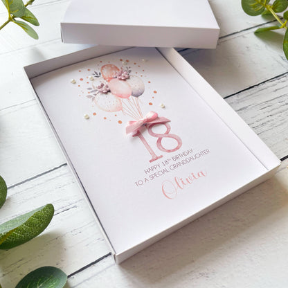 Personalised Boho Balloon 18th Birthday Card