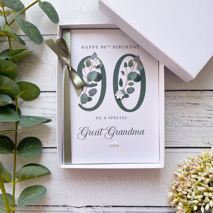 Personalised Eucalyptus 90th Birthday Card