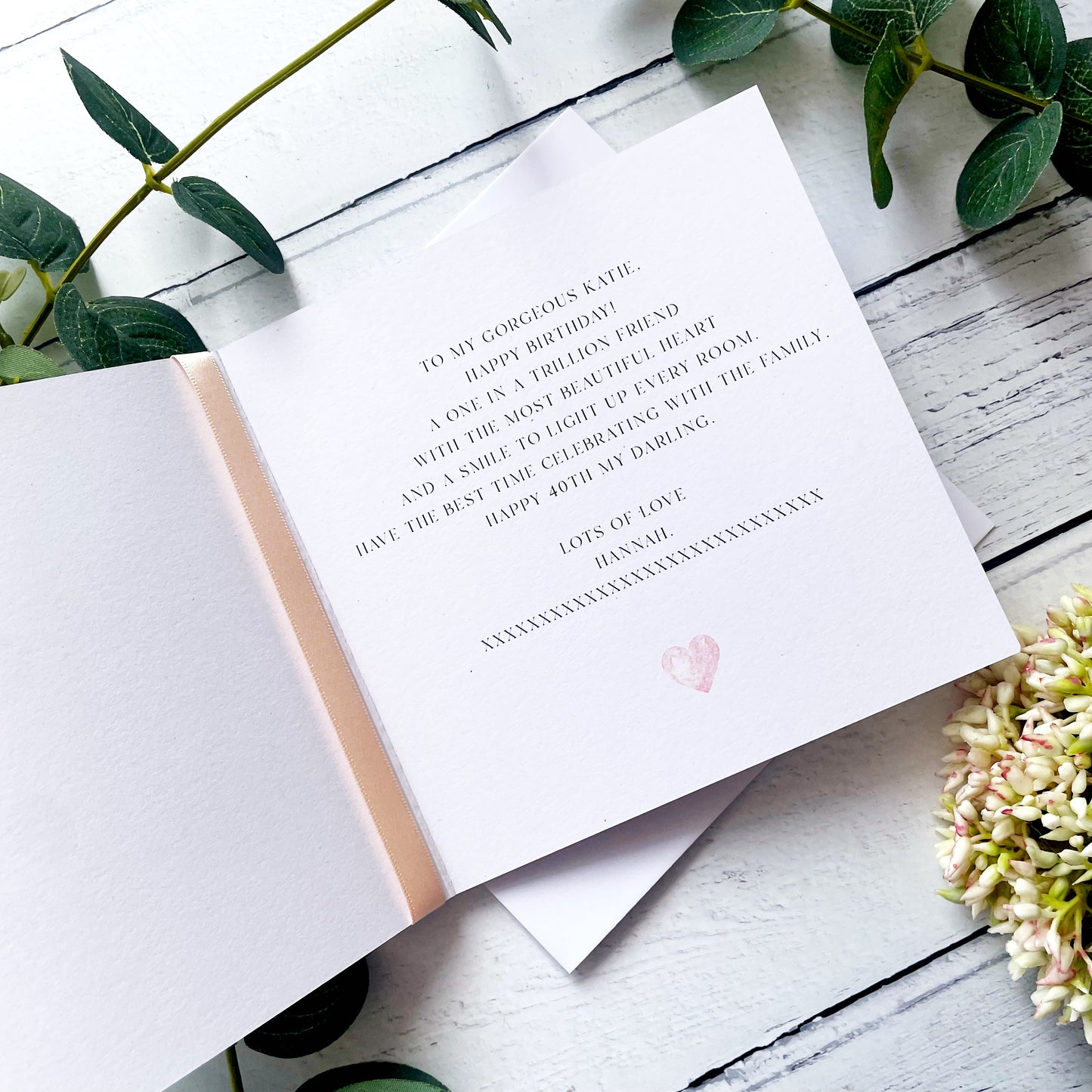 Personalised 40th Birthday Cards - Navy and Peach Design