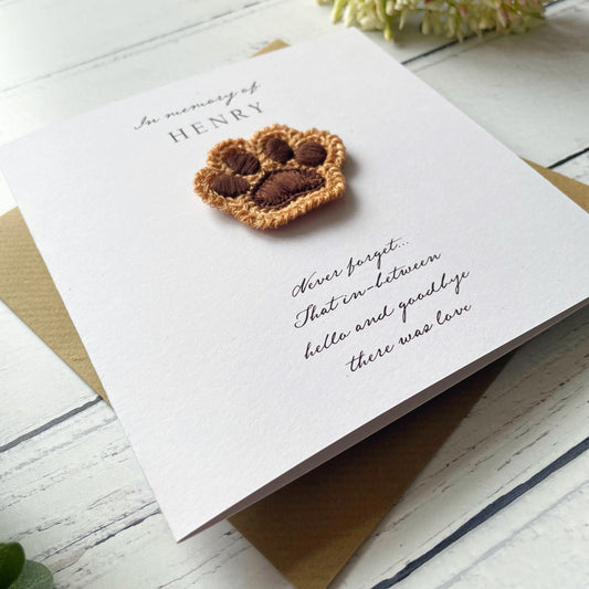 Personalised Pet Patch Bereavement Card