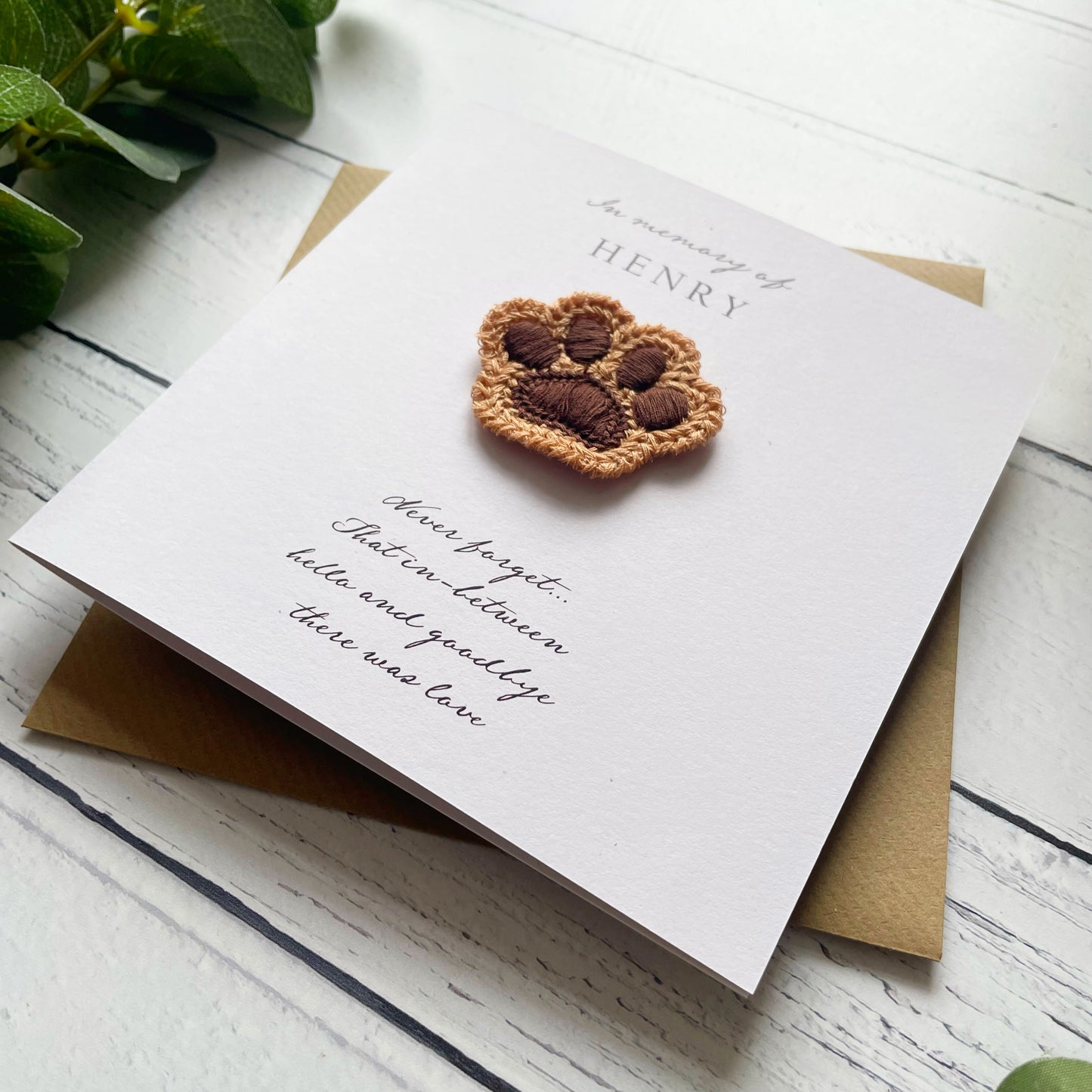 Personalised Pet Patch Bereavement Card