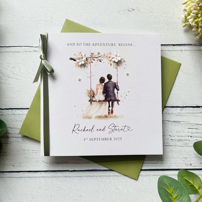 Handmade Wedding Card - Bride and Groom Design