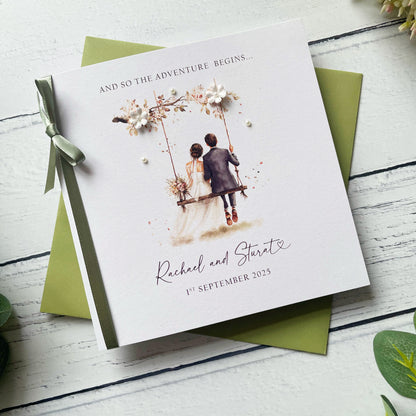 Handmade Wedding Card - Bride and Groom Design
