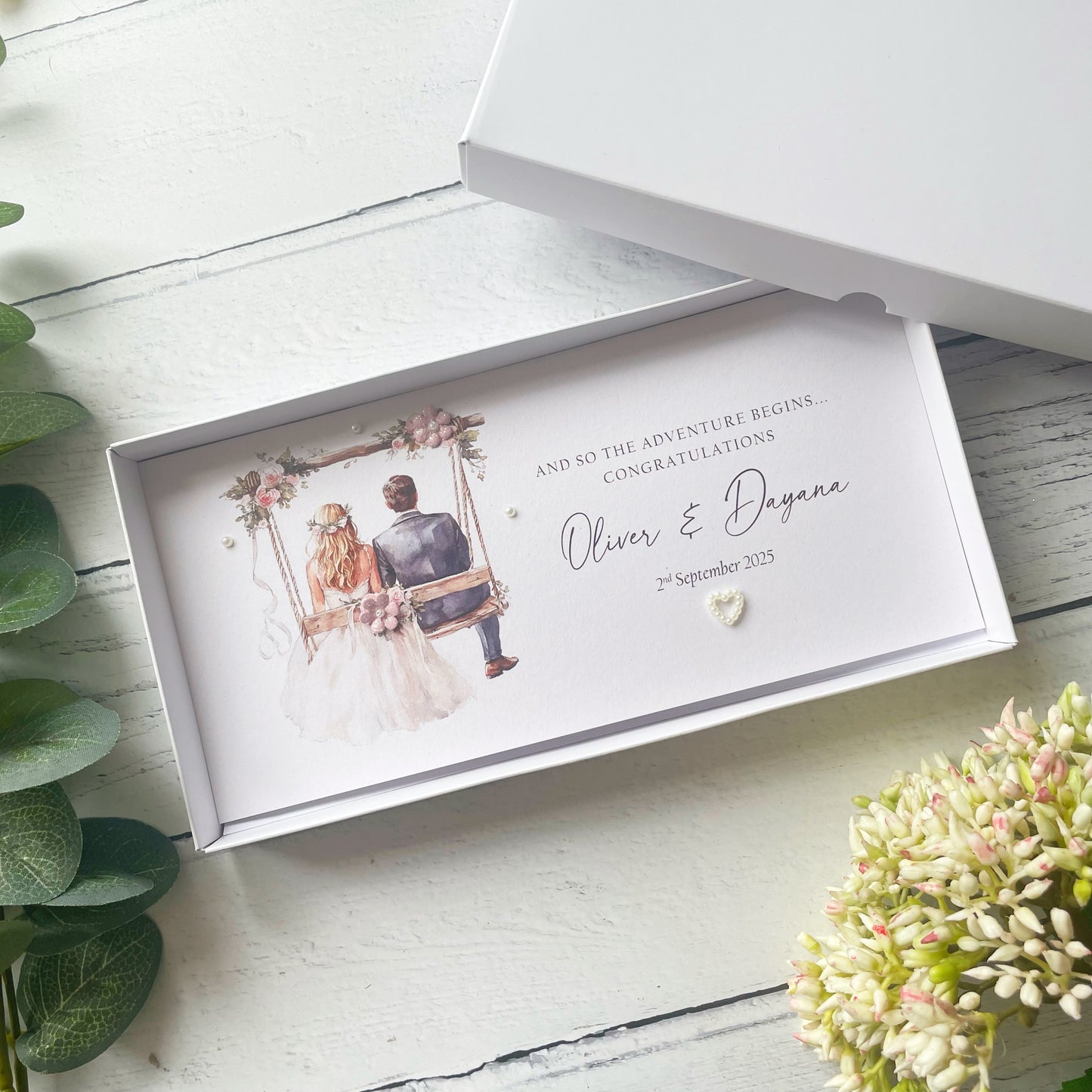 Handmade Personalised Blonde Bride and Groom Money Wallet