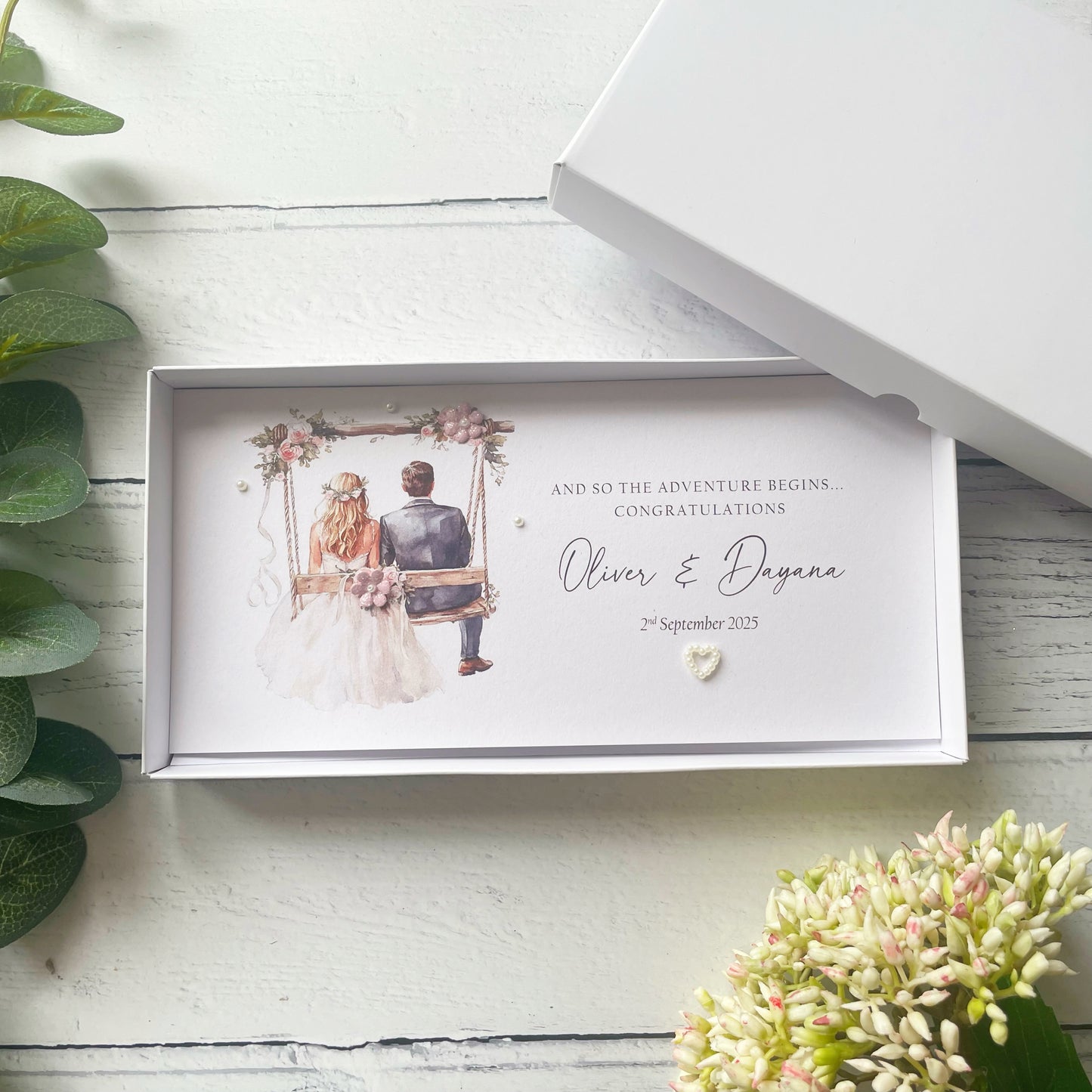 Handmade Personalised Blonde Bride and Groom Money Wallet