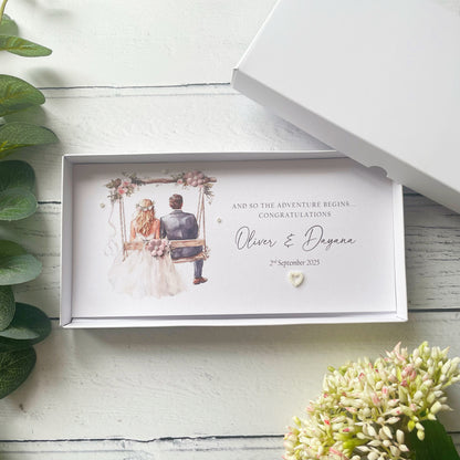 Handmade Personalised Blonde Bride and Groom Money Wallet