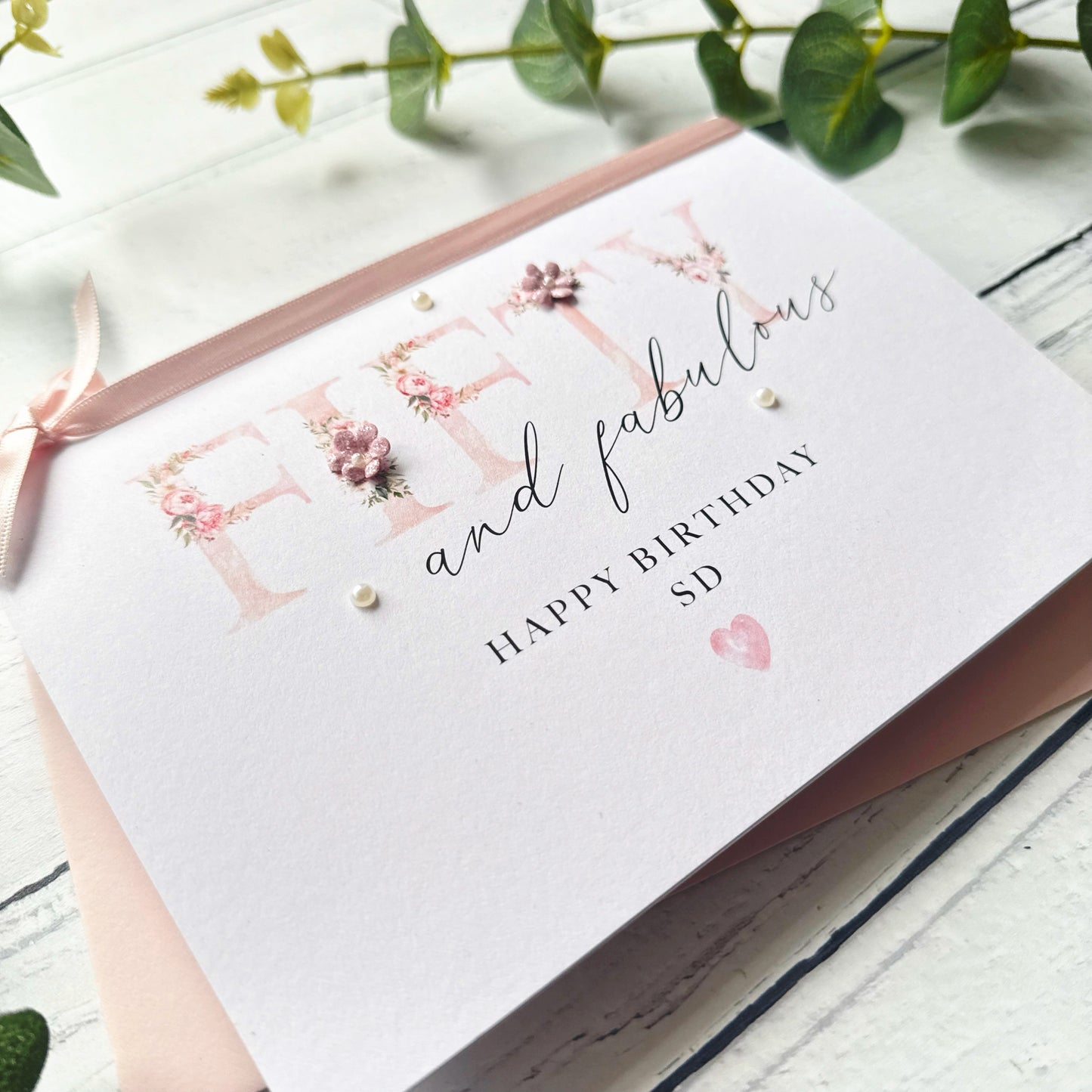 Fifty and Fabulous: Handmade Floral Birthday Card