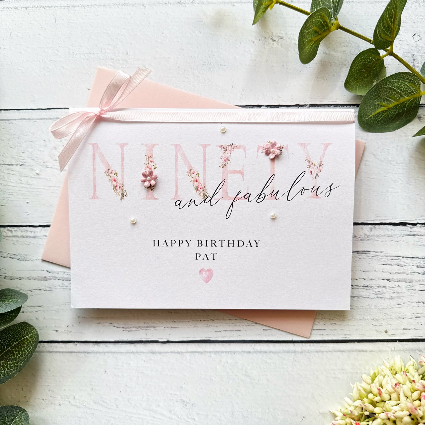 Ninety and Fabulous: Handmade Floral Birthday Card
