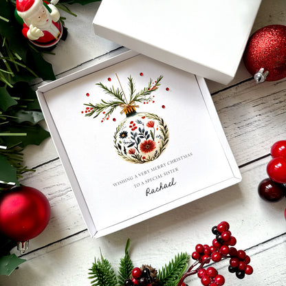 Luxury Personalised Christmas Card - Scandi Bauble Design