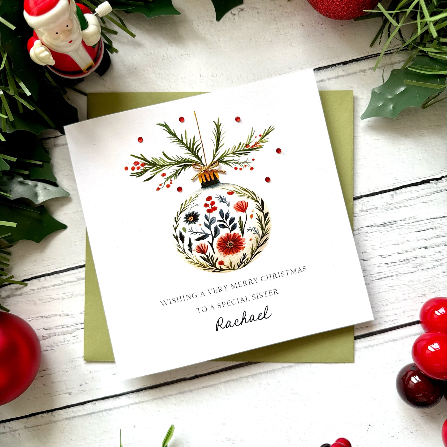 Luxury Personalised Christmas Card - Scandi Bauble Design