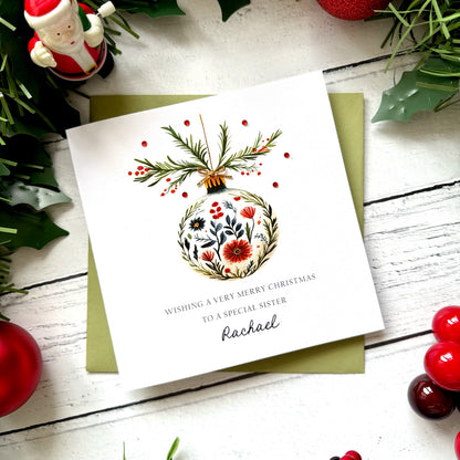 Luxury Personalised Christmas Card - Scandi Bauble Design