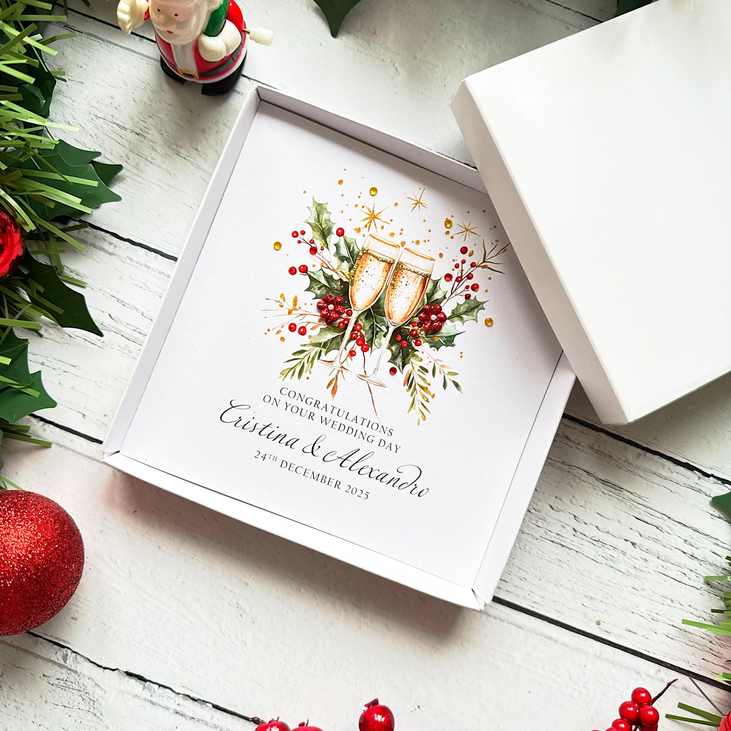 Christmas Wedding Card, Personalised