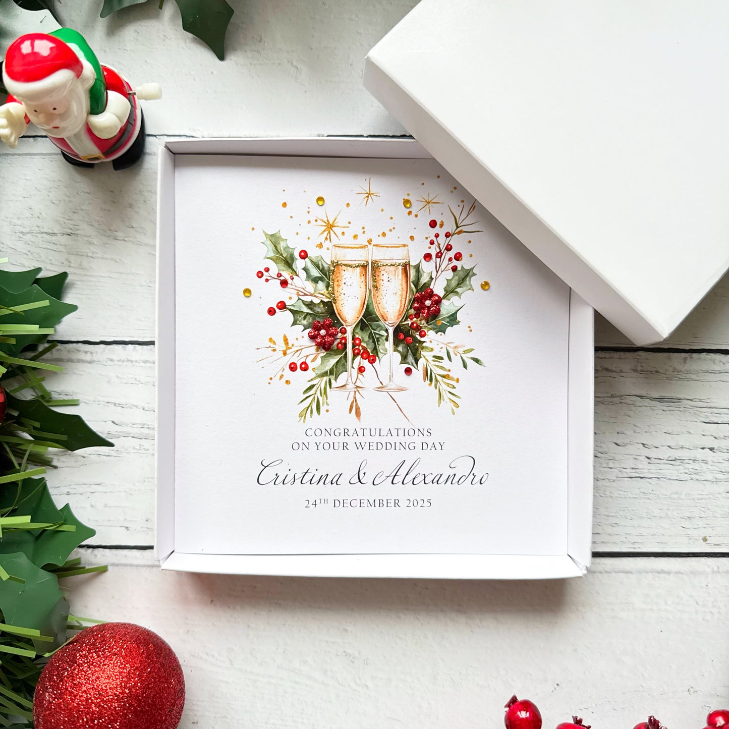 Christmas Wedding Card, Personalised