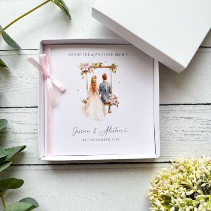 Handmade Wedding Card - Blonde Bride & Groom