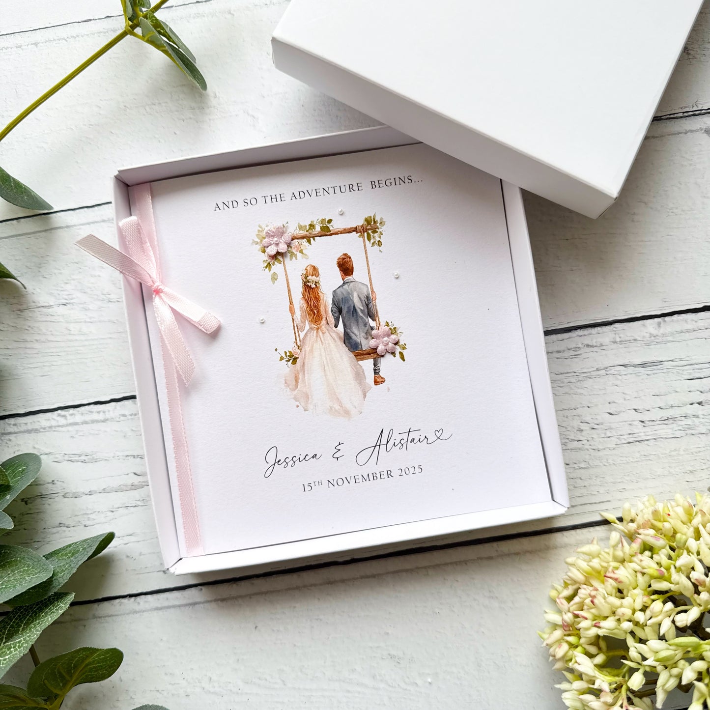 Handmade Wedding Card - Blonde Bride & Groom