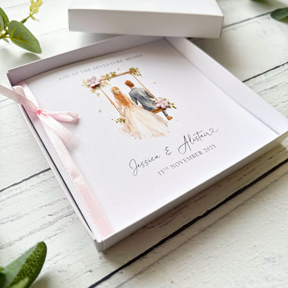 Handmade Wedding Card - Blonde Bride & Groom