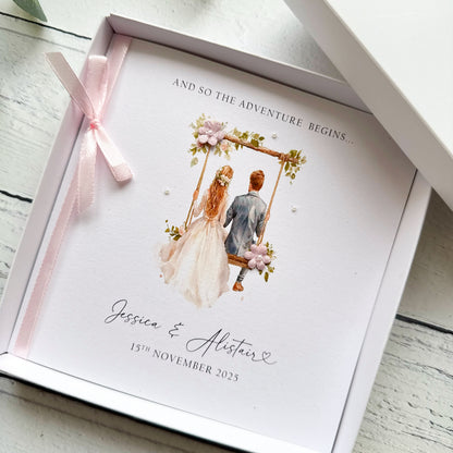Handmade Wedding Card - Blonde Bride & Groom