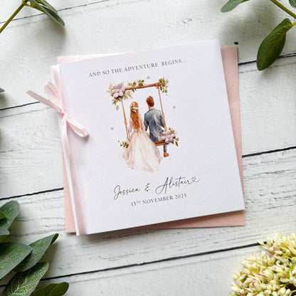 Handmade Wedding Card - Blonde Bride & Groom