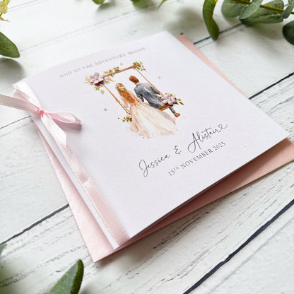 Handmade Wedding Card - Blonde Bride & Groom