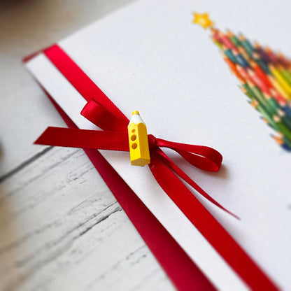 Handmade Teacher Christmas Card, Personalised. Teacher or Teaching Assistant