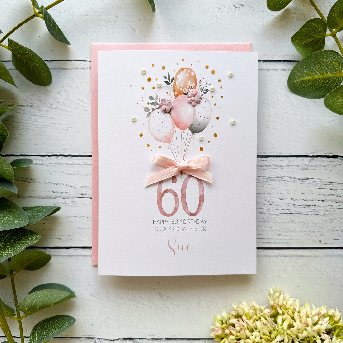 Personalised Boho Balloon 60th Birthday Card