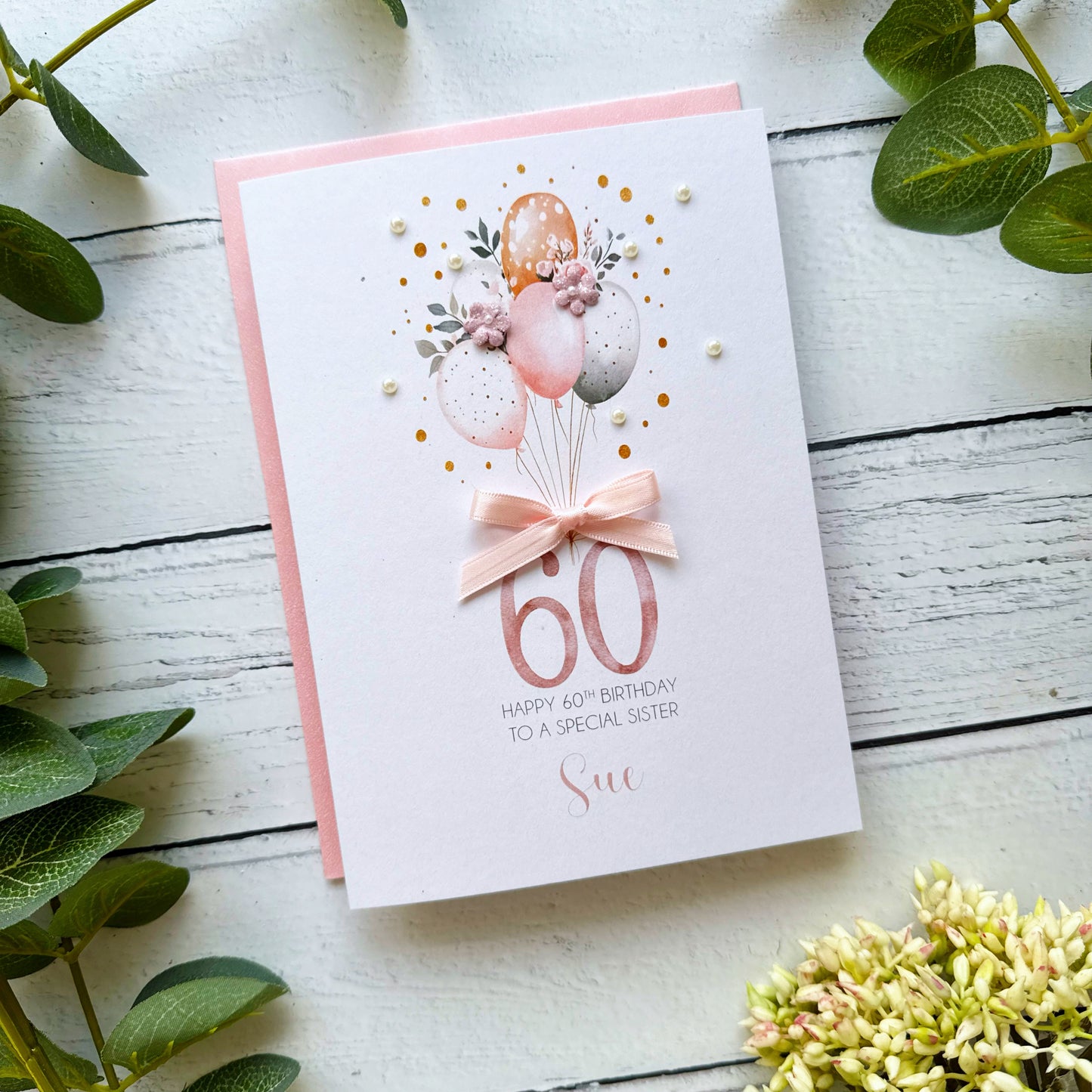 Personalised Boho Balloon 60th Birthday Card