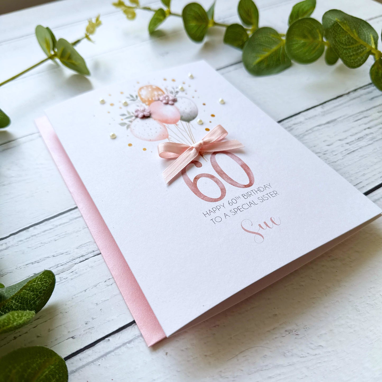 Personalised Boho Balloon 60th Birthday Card