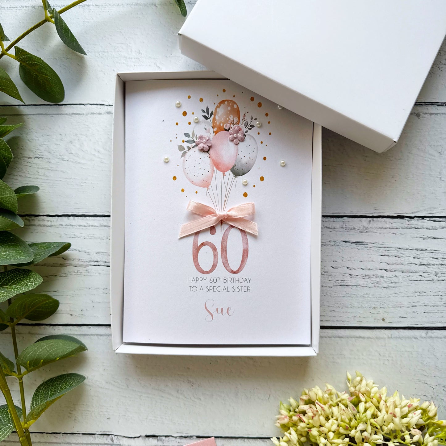 Personalised Boho Balloon 60th Birthday Card